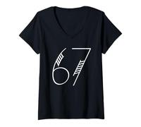 Femme 67 Eclipse Solaire Sketch Style Minimal Space Graphic Design T-Shirt avec Col en V