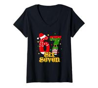 Femme 67 Mas Meme Candy Cane Six Seven Kids Men Women Christmas T-Shirt avec Col en V