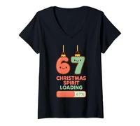 Femme 67 Meme Christmas Spirit Loading Kawaii Six Seven pour Enfants T-Shirt avec Col en V