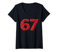 Femme 67 mème de la Saint-Valentin Six Sept cœurs, Amour, épouse, Petite Amie T-Shirt avec Col en V