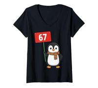 Femme 67 Meme Humor 6-7 Funny Six Seven Christmas Penguin T-Shirt avec Col en V