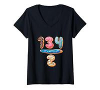 Femme 67 Meme Six Seven Slang 134/2 Un Beignet Amusant pour Professeur de mathématiques de la génération Z T-Shirt avec Col en V