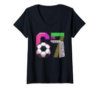 Femme 67 Meme Soccer Six Seven Cadeau 6-7 Football Drôle T-Shirt avec Col en V
