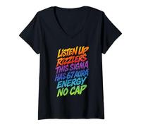 Femme 67 Meme This Sigma a 6 7 Aura Energy Six Sept Rizzlers T-Shirt avec Col en V