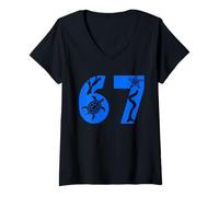 Femme 67 Motif de Tortue de mer et étoile de mer T-Shirt avec Col en V