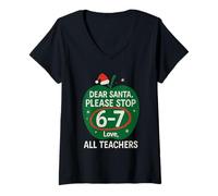 Femme 67 Noël drôle, Cher père Noël, Six, Sept, 6-7 Parents T-Shirt avec Col en V