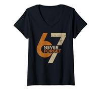 Femme 67 N'oubliez jamais Six Sept mèmes nostalgiques Amusants T-Shirt avec Col en V