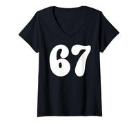 Femme 67 Numéro Six Seven Funny Meme Slang Teen Kids Matching T-Shirt avec Col en V