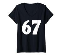 Femme 67, numéro Soixante-Sept, mème drôle, étudiant, Adolescent, Correspondant T-Shirt avec Col en V