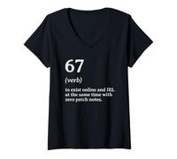 Femme 67 Six Sept définition du verbe drôle T-Shirt avec Col en V