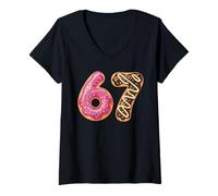 Femme 67 Six Seven Donut Meme Funny Sweet Sprinkles T-Shirt avec Col en V