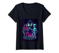 Femme 67 Six Seven Meme Funny Bigfoot Alien Sasquatch UFO Hommes Garçons T-Shirt avec Col en V