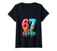 Femme 67 Trucs drôles, Six, Sept, J'avais Six Ans Maintenant, j'en AI Sept T-Shirt avec Col en V