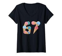 Femme 67 Tshirt Ice Cream Drip Meme Drôle Six Sept Gènes Z T-Shirt avec Col en V