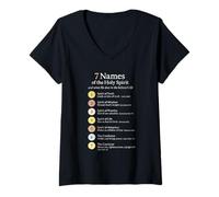 Femme 7 Noms du Saint-Esprit activés dans Votre Vie T-Shirt avec Col en V
