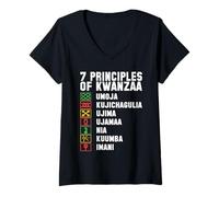 Femme 7 principes du Kwanzaa African Heritage Celebration Holiday T-Shirt avec Col en V