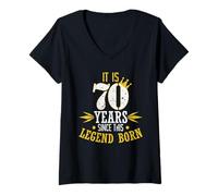 Femme 70e Anniversaire Cela Fait Soixante-dix Ans Que Cette légende est née T-Shirt avec Col en V
