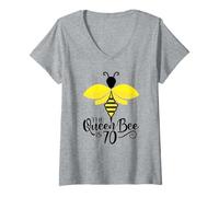 Femme 70e Anniversaire The Queen Bee is 70 Years Old Bumblebee T-Shirt avec Col en V