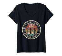 Femme 70e Anniversaire Vintage Juillet 1956 Retro Limited Edition T-Shirt avec Col en V