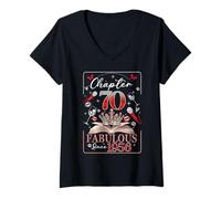 Femme 70th Birthday Queen Chapter 70 Fabulous Since 1956 Women T-Shirt avec Col en V