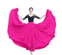 Femme 720 degrés Couche Double Grande Jupe Flamenco Longue évasée Unie en Mousseline de Soie Jupe Longue de Ballet Jupe de Festival de Pratique Orientale de Danse du Ventre LiRose S