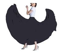 Femme 720 degrés Couche Double Grande Jupe Flamenco Longue évasée Unie en Mousseline de Soie Jupe Longue de Ballet Jupe de Festival de Pratique Orientale de Danse du Ventre PureNoir L