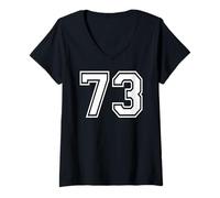 Femme 73, numéro Soixante-Treize, Sports d'équipe, Correspondance Graphique, Varsity T-Shirt avec Col en V