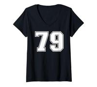 Femme 79 Numéro Soixante-dix-Neuf Graphic Sports d'équipe Correspondance Entre Les équipes T-Shirt avec Col en V