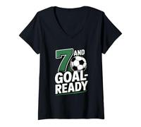 Femme 7e Anniversaire de Goal Ready Soccer T-Shirt avec Col en V