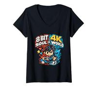 Femme 8 Bits Soul dans Un Studio collectif de Joueurs rétro 4K World T-Shirt avec Col en V