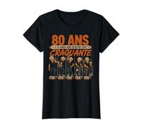 Femme 80 Ans Ça Craque Meme Reste Assise 80 Cadeau d'anniversaire T-Shirt Graphique avec Valeur, Femme, Noir, S