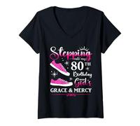 Femme 80th Birthday 80 Years Old Bday Party Funny Women T-Shirt avec Col en V