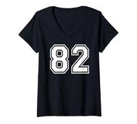 Femme 82 Numéro Quatre-Vingt-Deux Sports d'équipe Correspondant à l'équipe Varsity T-Shirt avec Col en V