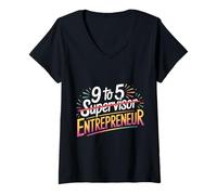 Femme 9 to 5 Supervisor Entrepreneur Business Start-Up - T-Shirt avec Col en V