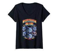 Femme 90s Vintage Russian Blue Cat Russian Blues Maltese T-Shirt avec Col en V