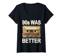 Femme 90s Was Better Cassette de démonstration rétro nostalgique T-Shirt avec Col en V