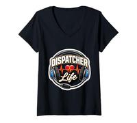 Femme 911 Emergency Dispatcher Life First Responder Heartbeat Fun T-Shirt avec Col en V