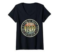 Femme 93e Anniversaire Vintage Octobre 1932 Retro Limited Edition T-Shirt avec Col en V
