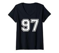 Femme 97, numéro Quatre-Vingt-dix-Sept, des Sports d'équipe, Correspondant à Une équipe Universitaire T-Shirt avec Col en V