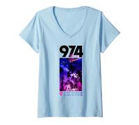 Femme 974 Réunion GPS V2 T-Shirt avec Col en V