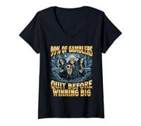 Femme 99% des Joueurs quittent Avant de Gagner Gros - Joueur de Casino T-Shirt avec Col en V