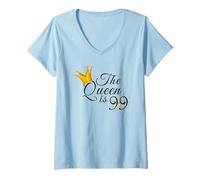 Femme 99e anniversaire fête The Queen is 99 idées cadeaux pour elle T-Shirt avec Col en V