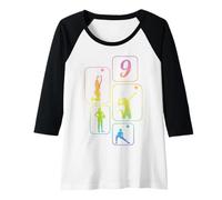 Femme 9e Anniversaire Fille Volley-Ball joueuse de Volleyball 9 Ans Manche Raglan