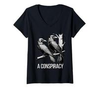 Femme A Conspiracy of Ravens Gothic Raven Dark Academia Esthétique T-Shirt avec Col en V