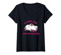 Femme A Cookie A Day keeps The Stress Away - Licorne amusante et réfrigérée T-Shirt avec Col en V