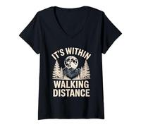 Femme A Distance De Marche Mountain Moon Forest Adventure T-Shirt avec Col en V