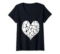 Femme A Heart of Hearts Design Romantique Blanc T-Shirt avec Col en V