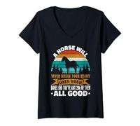 Femme A Horse Will Never Break Your Heart Chevaux Amusants T-Shirt avec Col en V