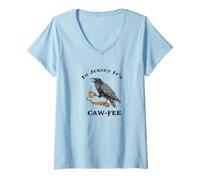 Femme À Jersey, on Dit Que Caw-Fee Gothic Raven Halloween est drôle T-Shirt avec Col en V