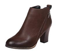 Femme à la Cheville Large à Talons mi-Talon éclairage en Cuir Rond